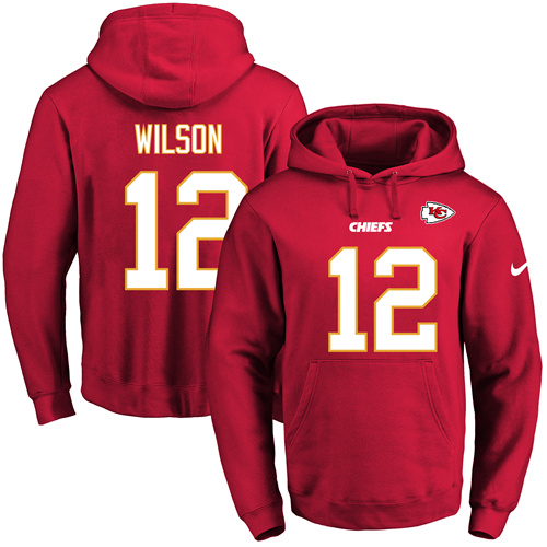 Nike Chiefs #12 Albert Wilson Red Name & Number Pullover NFL Hoodie - Click Image to Close